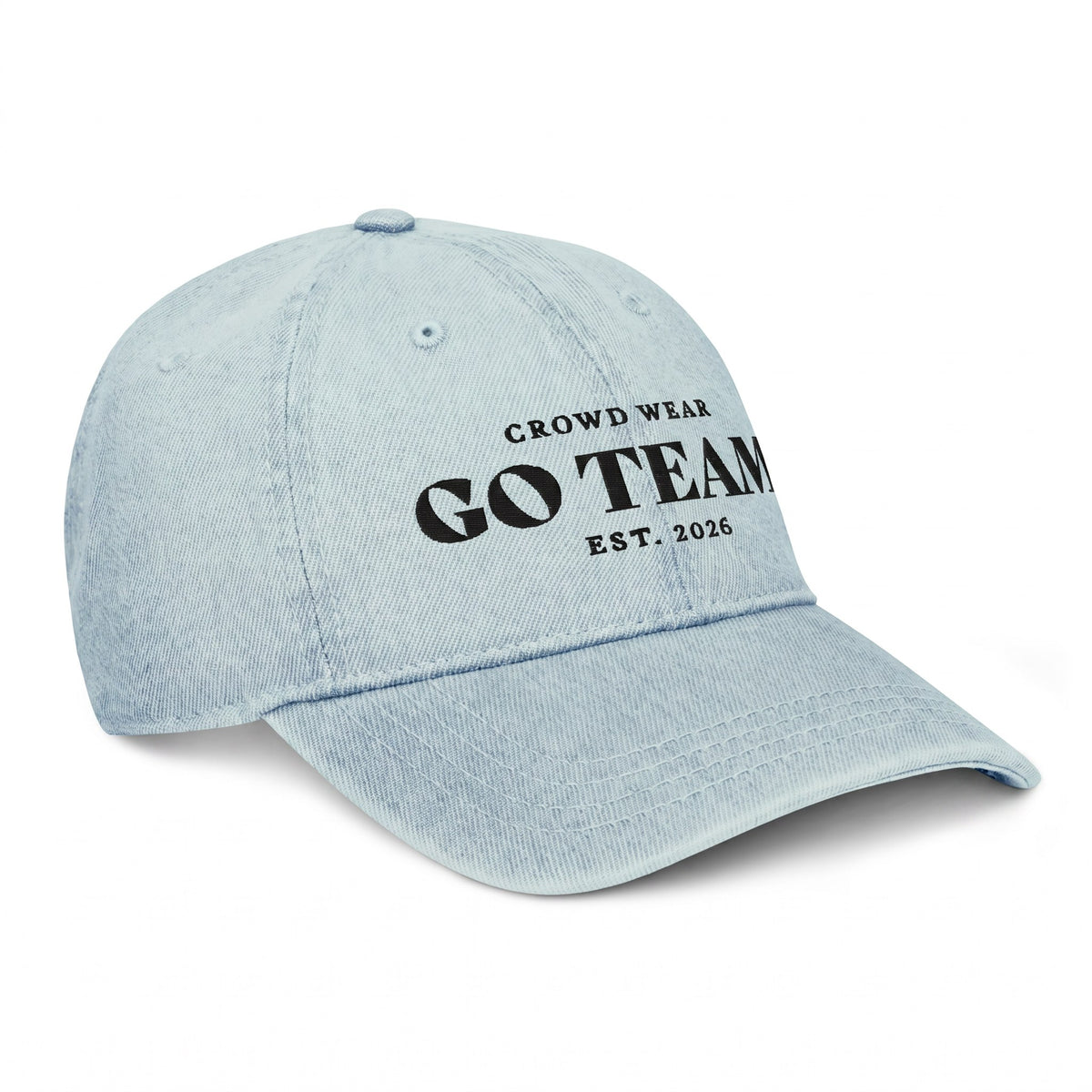 Go Team denim hat right front